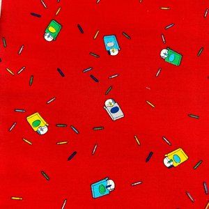 2 Yards X 62" Bright Red Fabric Colors Crayons Teachers School Medium Weight